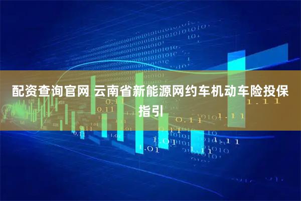 配资查询官网 云南省新能源网约车机动车险投保指引