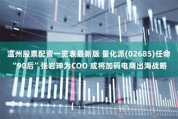 温州股票配资一览表最新版 量化派(02685)任命“90后”张岩珅为COO 或将加码电商出海战略